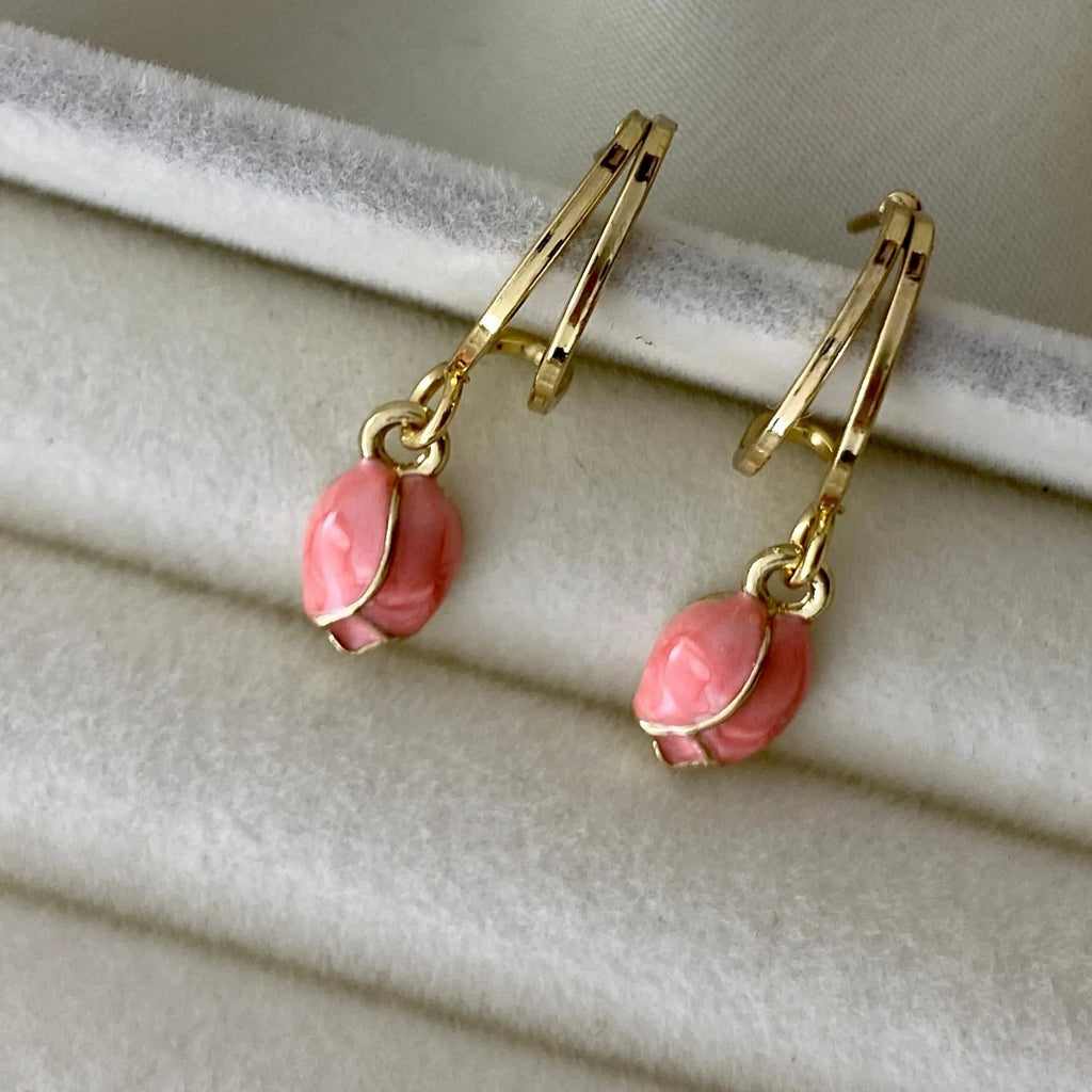Rose Charm Hoops Earrings