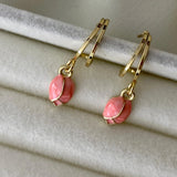 Rose Charm Hoops Earrings