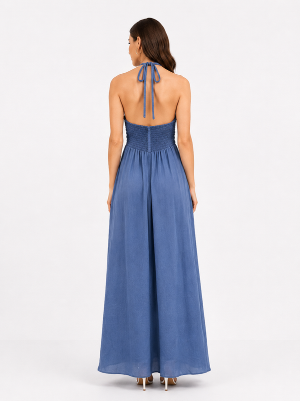 Blue Haze Halter Dress