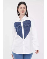 Blue Heart Denim White Shirt