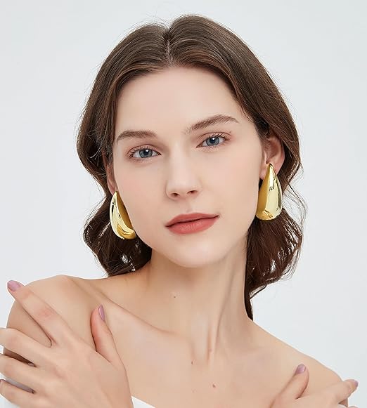 Bold Wave Golden Earrings