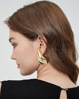 Bold Wave Golden Earrings