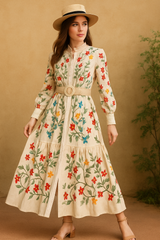 Floral Belted Max A-Line Dress