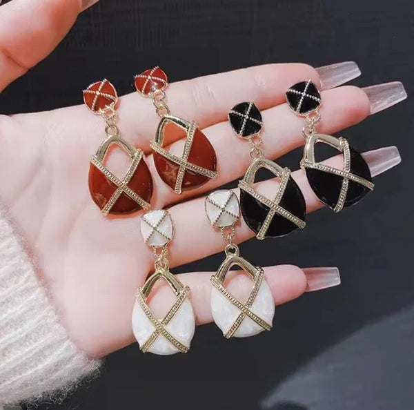 Onyx Cross Shine Earrings