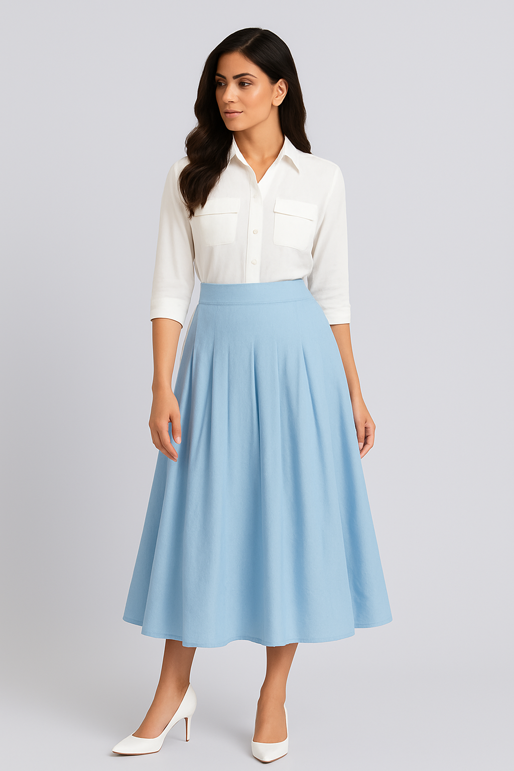 White & Blue Elegant Dress