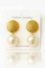 Golden Glow Pearl Drop Earrings