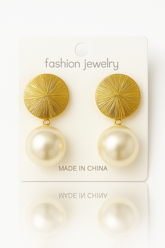 Golden Glow Pearl Drop Earrings