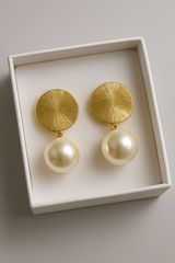 Golden Glow Pearl Drop Earrings