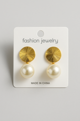 Golden Glow Pearl Drop Earrings