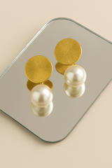 Golden Glow Pearl Drop Earrings