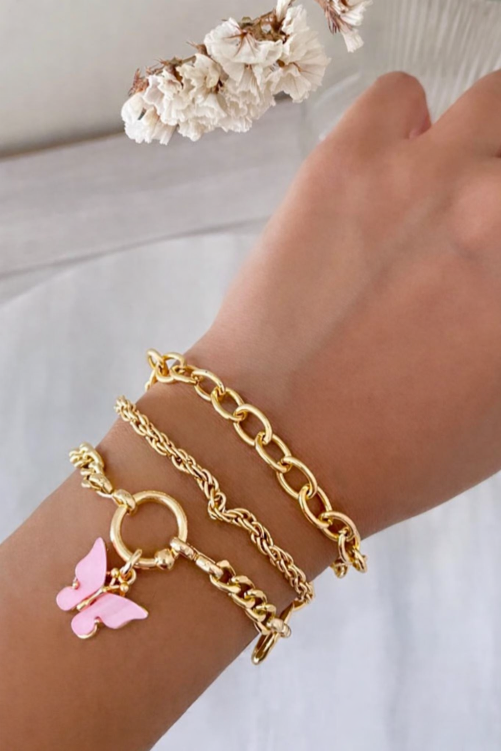 Golden Flutter Charm Bracelet
