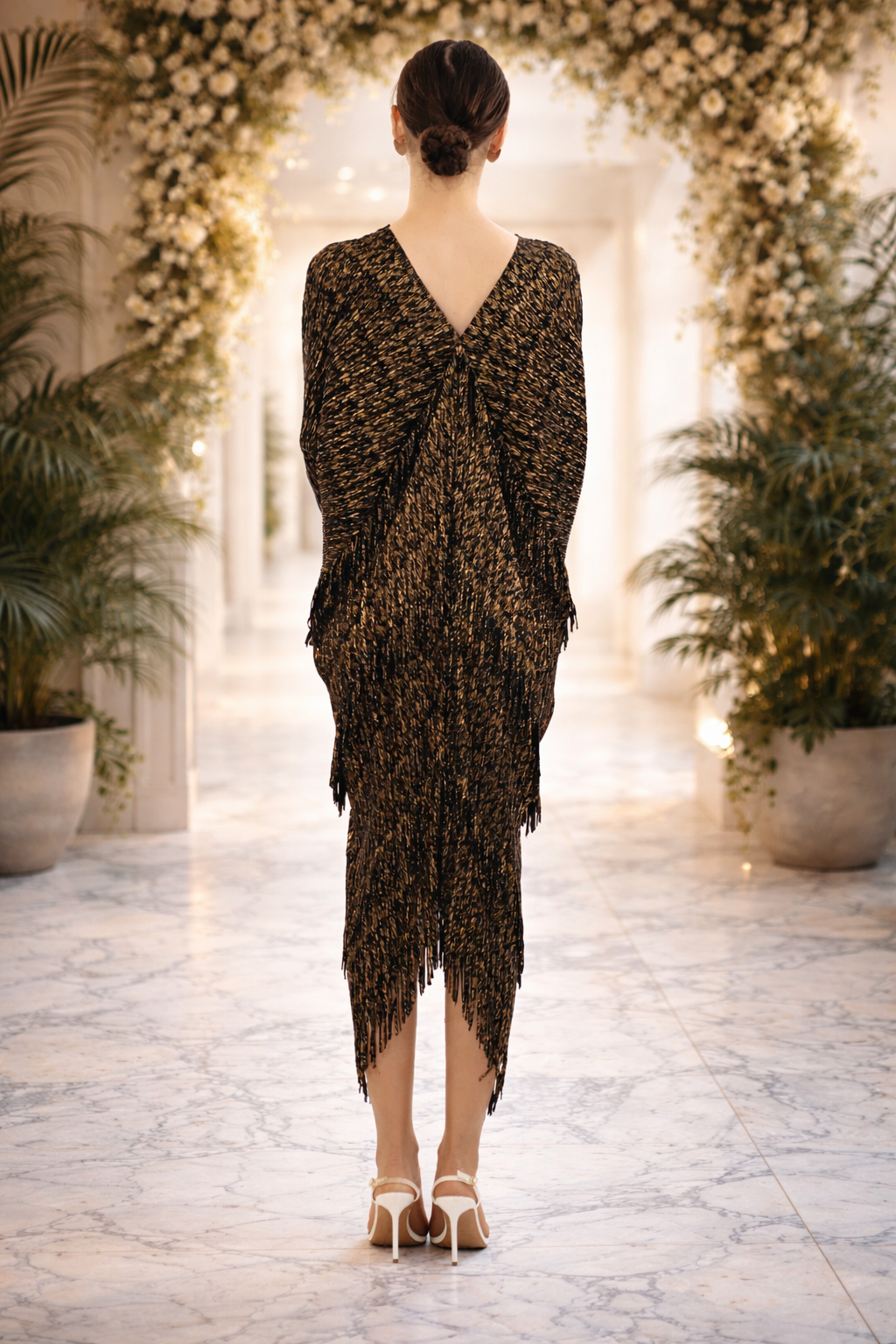 Midnight Shimmer Draped Dress