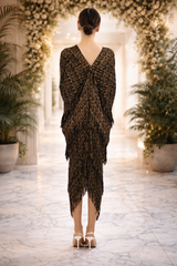 Midnight Shimmer Draped Dress