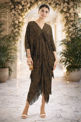 Midnight Shimmer Draped Dress