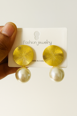 Golden Glow Pearl Drop Earrings