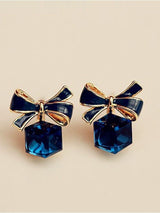 Blue Cubic Pearl Earrings