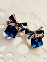 Blue Cubic Pearl Earrings