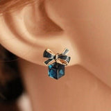 Blue Cubic Pearl Earrings