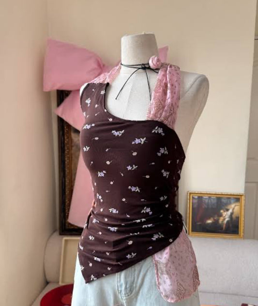 Pink Bow Printed Top