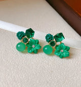 Emerald Blossom Cluster Earrings
