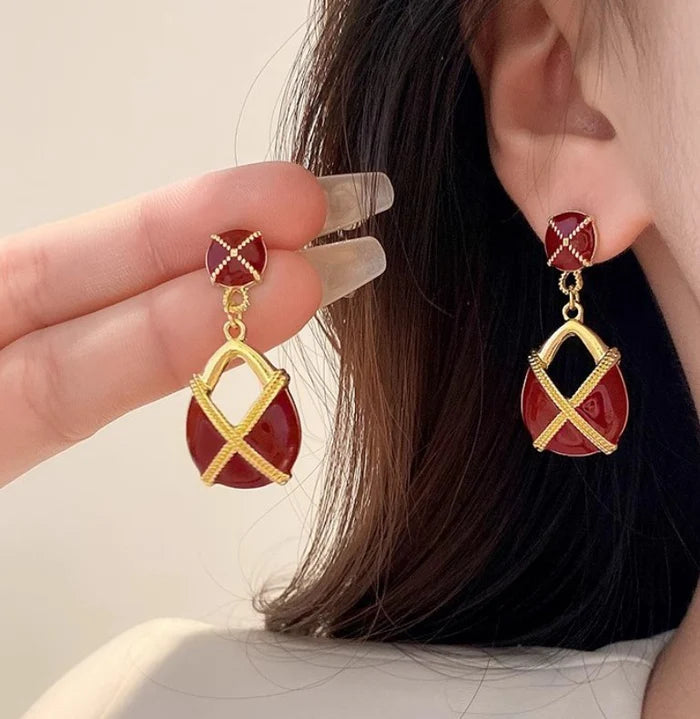 Onyx Cross Shine Earrings