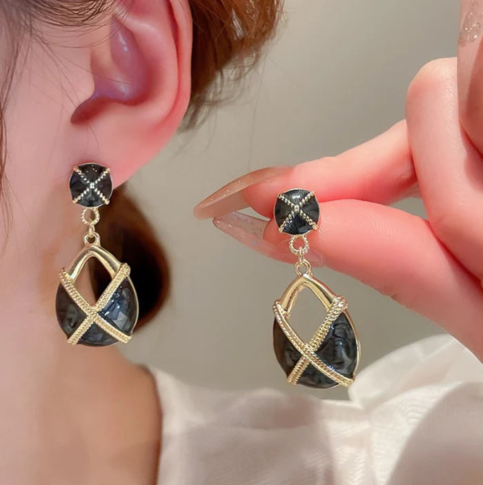 Onyx Cross Shine Earrings