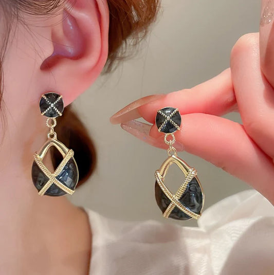 Onyx Cross Shine Earrings