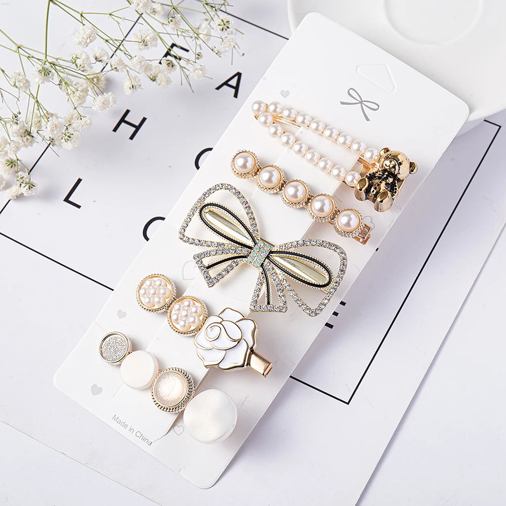 Floral Noir Hair Clip Set