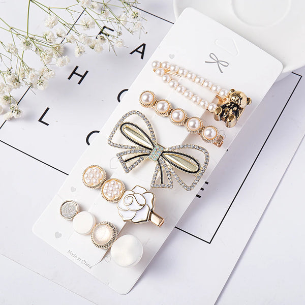 Floral Noir Hair Clip Set