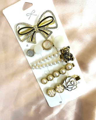Floral Noir Hair Clip Set