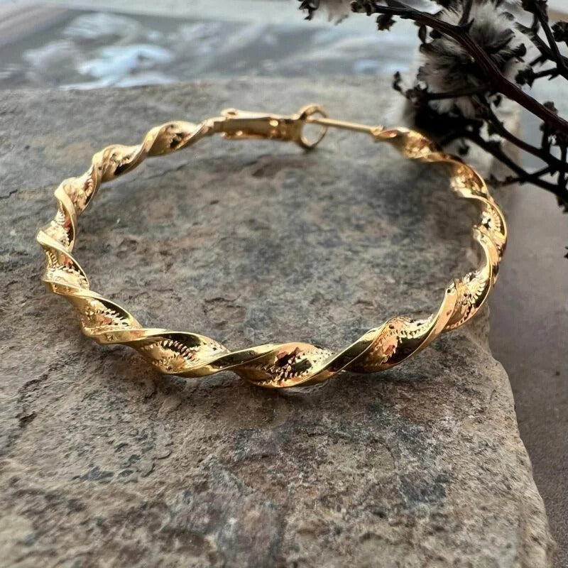 Golden Twist Hoop Earrings