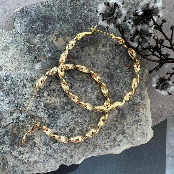 Golden Twist Hoop Earrings