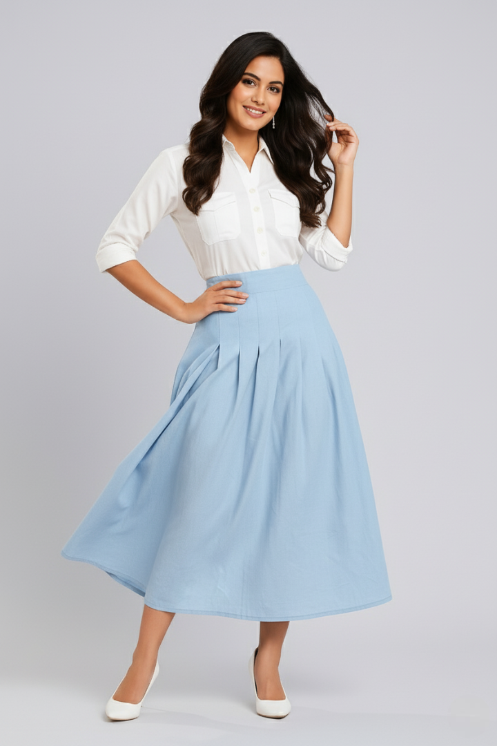 White & Blue Elegant Dress Main image