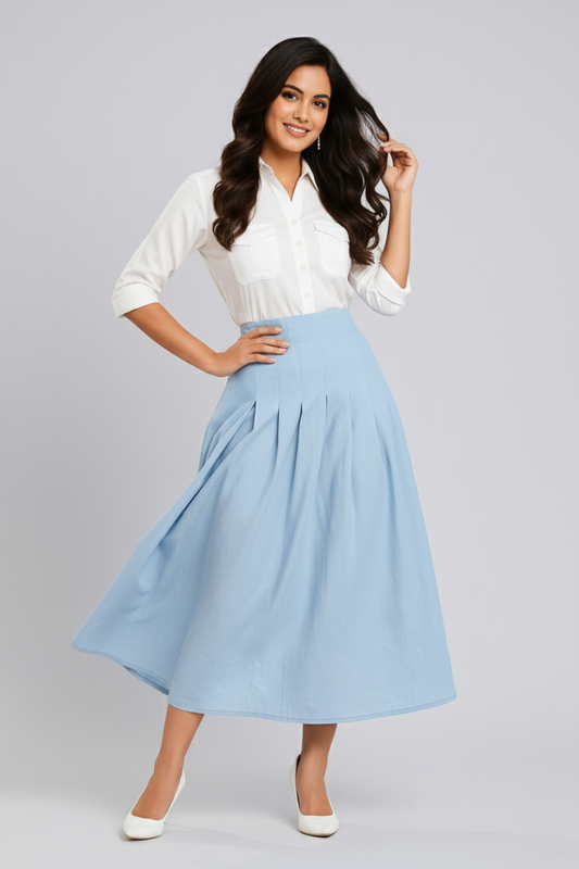 White & Blue Elegant Dress