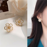 Golden Daisy Floral Earrings