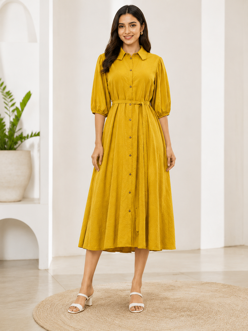 Golden Meadow Shirt Dress