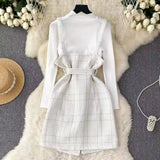 Modern Plaid Belted Dress