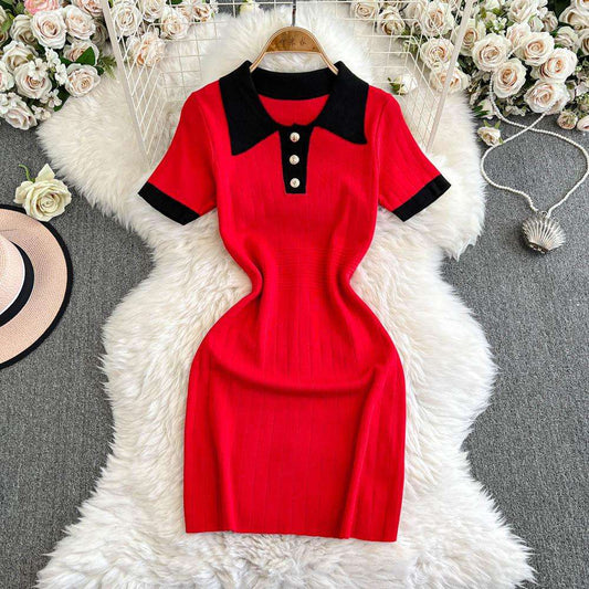 Red Vibe Contrast Dress