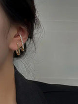 Elegant Gold Plated Crystal Cuff Earrings