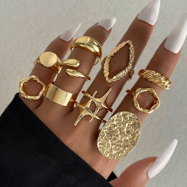 Sculpted Gold Ring Set