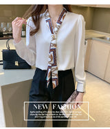 Pearl Scarf Tie Blouse