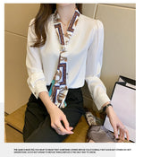Pearl Scarf Tie Blouse