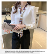 Pearl Scarf Tie Blouse