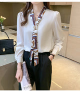 Pearl Scarf Tie Blouse