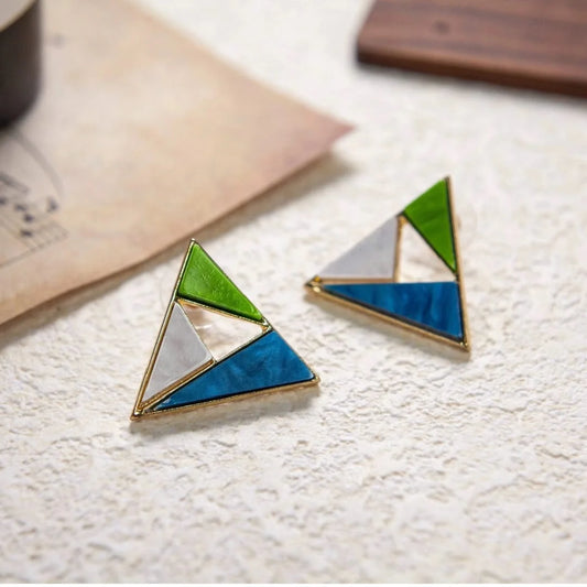 Geometric Enamel Triangle Earrings