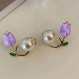 Sparkling Arc & Floral Pearl Earring Combo