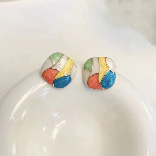 Retro Colorblock Earrings