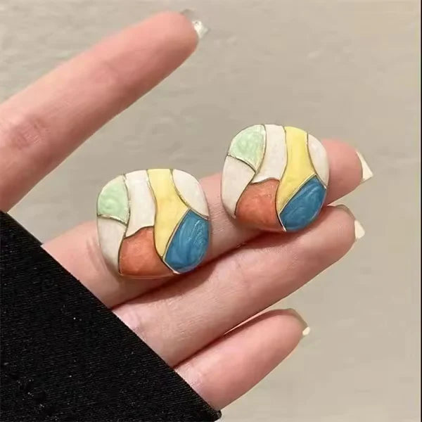 Retro Colorblock Earrings