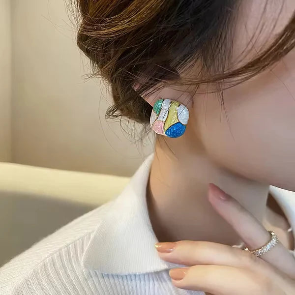 Retro Colorblock Earrings