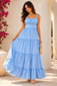 Sky Blue Tiered Maxi Dress with Tie-Shoulder Straps